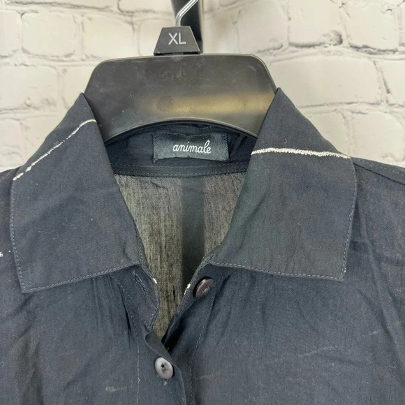 Animale Oversized Black and White Button Down Shirt Size 2 - Picture 2 of 6